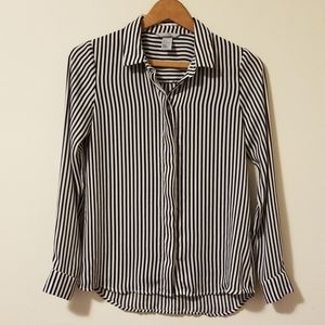 Black and white striped h&m button blouse
